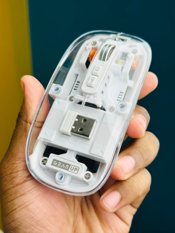 GearUP WM30 Transparent Crystal 2.4G + Bluetooth Magnetic Wireless Mouse - Image 3