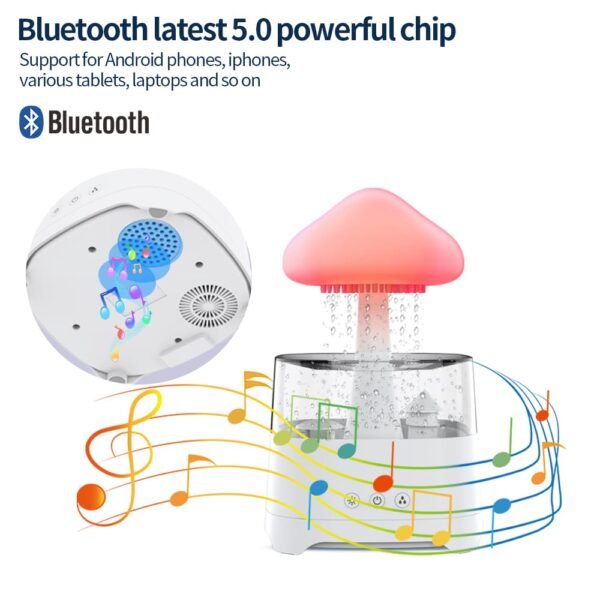 5 IN 1 Bluetooth Speaker Rain Cloud Humidifier, switchable 7 colors, 450ml capacity super quiet, intelligent anti-dry function - Image 4
