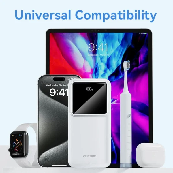 Vention 10000mAh Power Bank – WHITE - Image 3