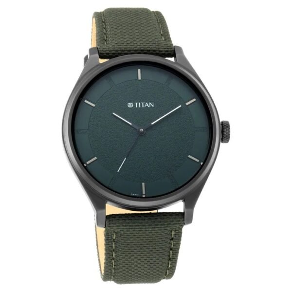 Titan Workwear Green Dial Analog Leather Strap Watch For Men - Image 2